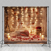 Aperturee - Aperturee Wooden Room Heart Candlelight Valentines Day Backdrop